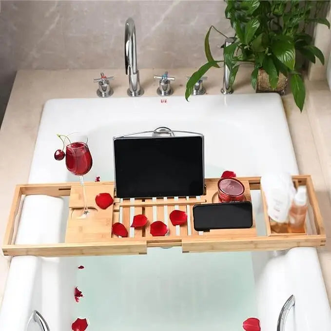 Expandable Bamboo Spa Bathtub Tray