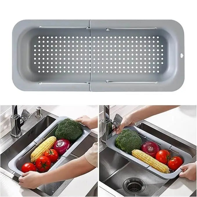 Extendable Over The Sink Kitchen Strainer and Colander Basket