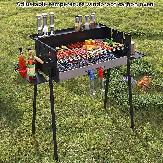 Grill BBQ with Adjustable Folding Storage Shelf