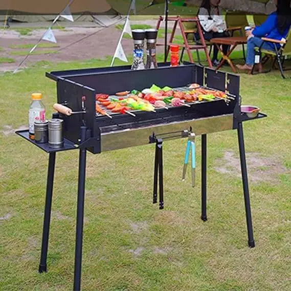 Grill BBQ with Adjustable Folding Storage Shelf