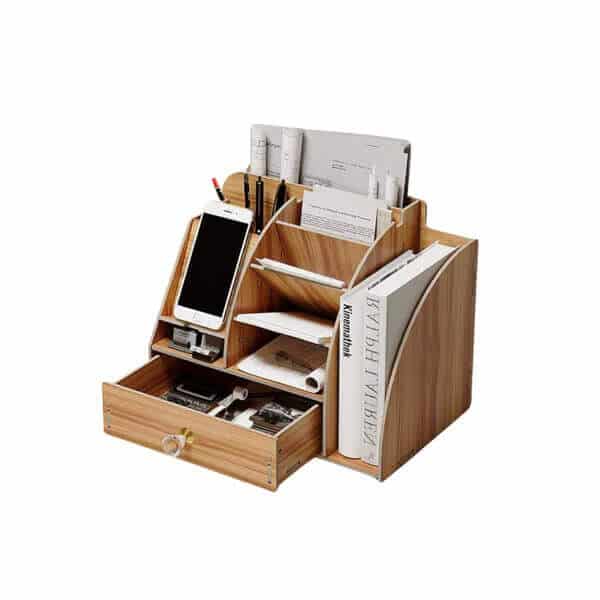 Multi-Functional Wooden Desktop Organizer
