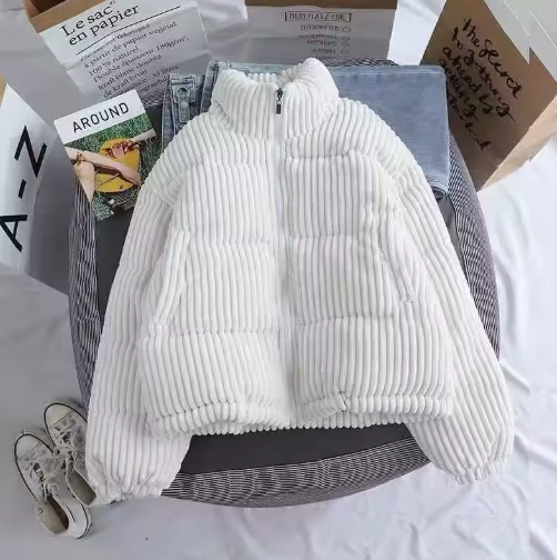 Corduroy cotton Women's short winter jacket