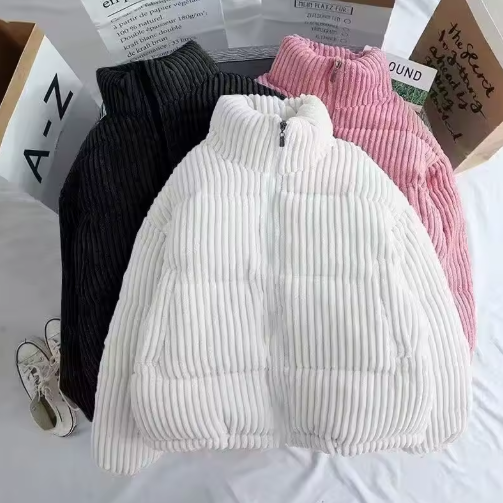 Corduroy cotton Women's short winter jacket