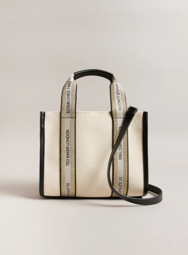 Women's Georjea-Branded Webbing Canvas Small Tote Ecru