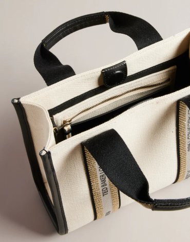 Women's Georjea-Branded Webbing Canvas Small Tote Ecru