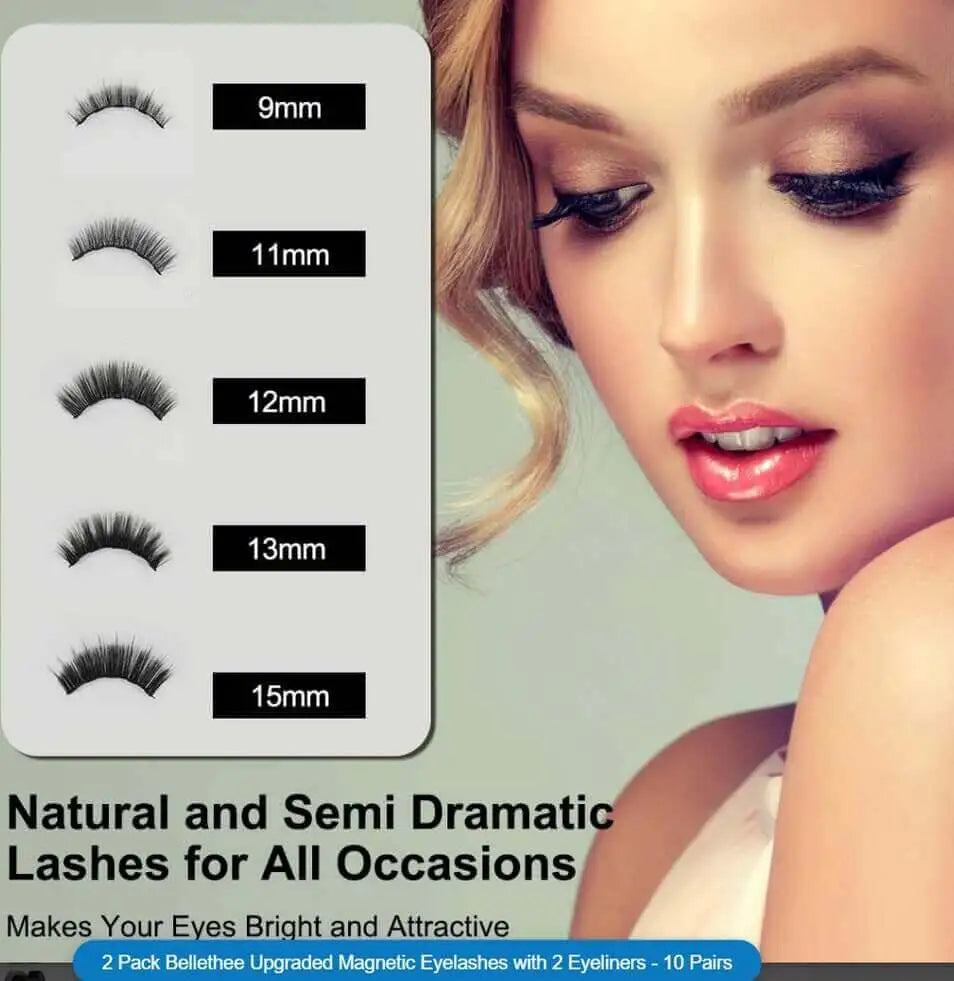 10 Pairs Reusable Magnetic Eyelash Kit with Waterproof Eyeliner