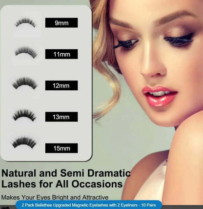 10 Pairs Reusable Magnetic Eyelash Kit with Waterproof Eyeliner