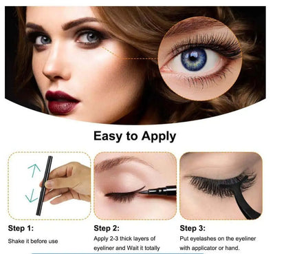10 Pairs Reusable Magnetic Eyelash Kit with Waterproof Eyeliner