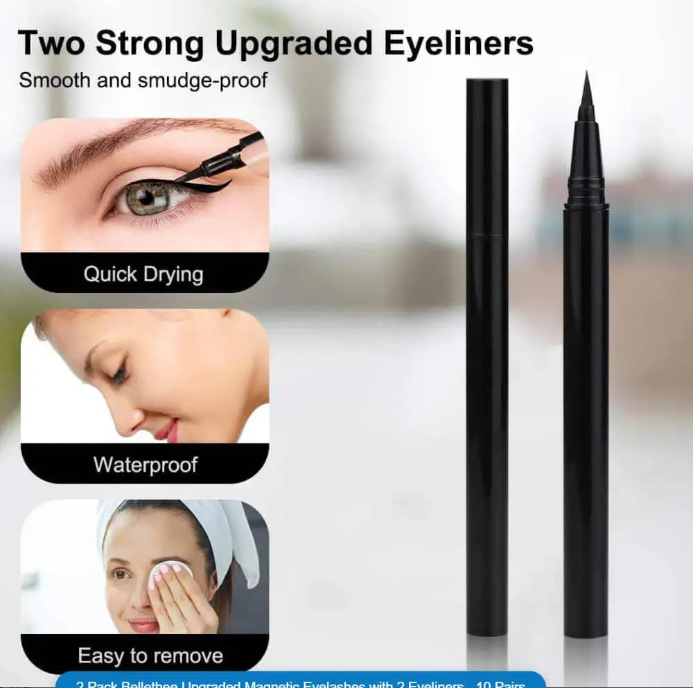 10 Pairs Reusable Magnetic Eyelash Kit with Waterproof Eyeliner