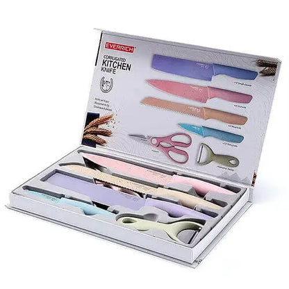 6 Piece Colorful Stainless Steel Kitchen Knife Set