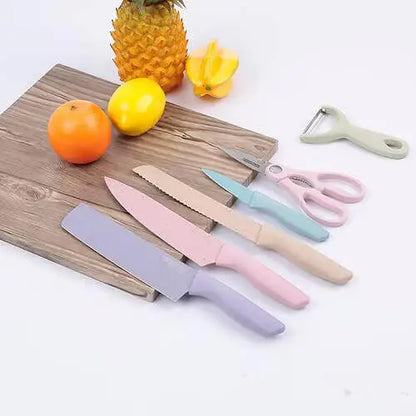 6 Piece Colorful Stainless Steel Kitchen Knife Set