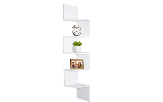 5 Tier Floating Corner Shelves For Wall Hanging Bookshelf Décor - 123cm Long