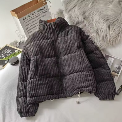Corduroy cotton Women's short winter jacket