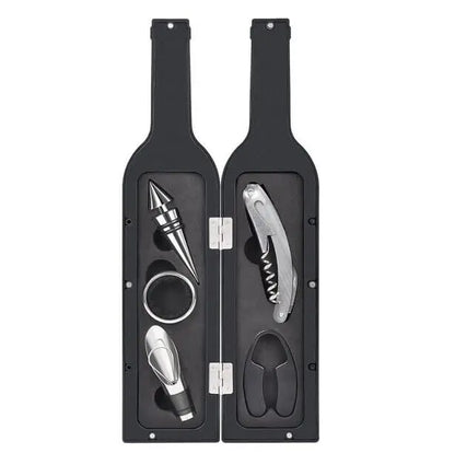 Wine Bottle Shaped Corkscrew and Accessory Gift Set – 5 Piece