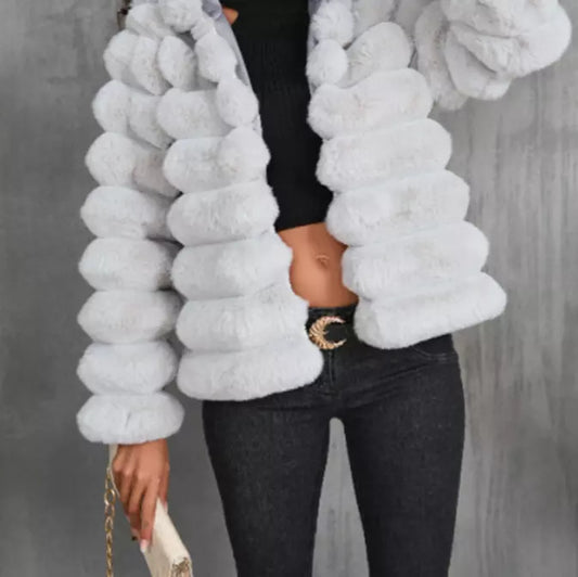 New Women's Faux Fur Short Coat Slim Fit Thick Jacket Winter Warm Outerwear