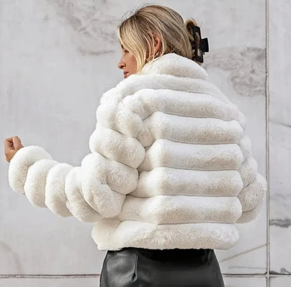 New Women's Faux Fur Short Coat Slim Fit Thick Jacket Winter Warm Outerwear